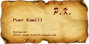 Puer Kamill névjegykártya